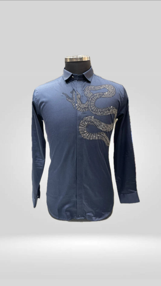 Party Wear Satin Cotton Sequin Embroidery Shirt Art No. 1406 - Klick Selections
