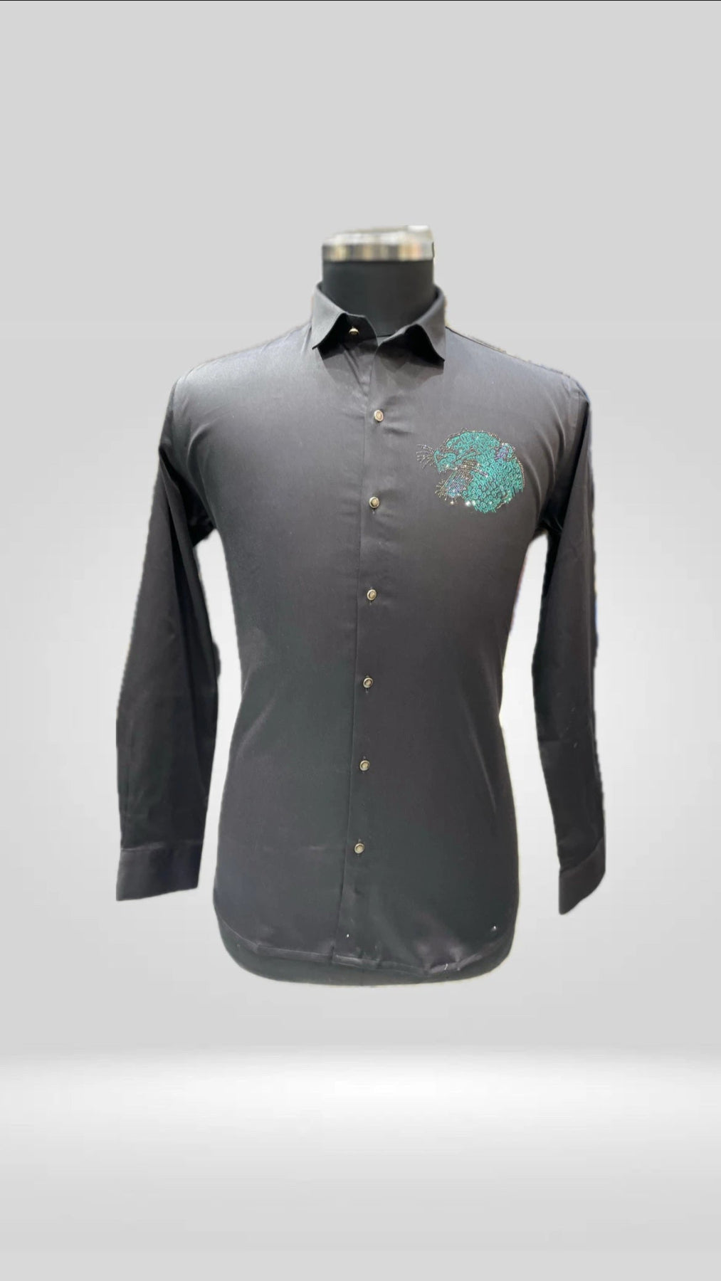Party Wear Satin Cotton Shirt with Sequins Work Art No. 1641 - Klick Selections