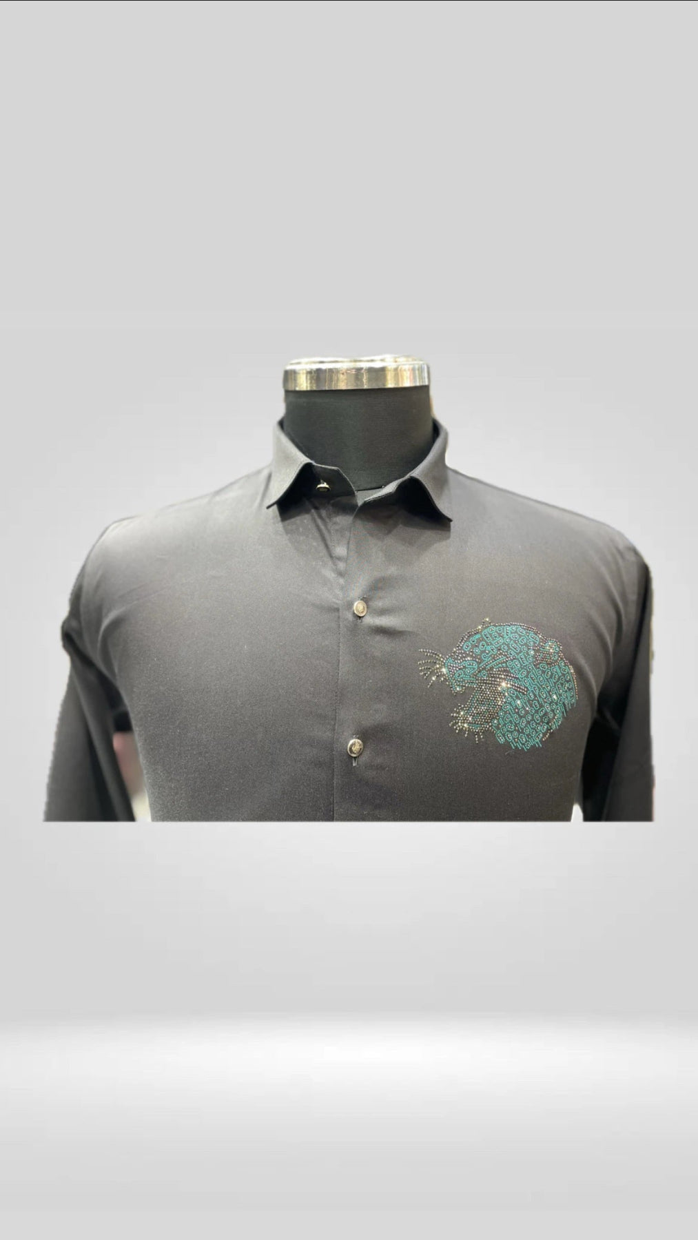 Party Wear Satin Cotton Shirt with Sequins Work Art No. 1641 - Klick Selections