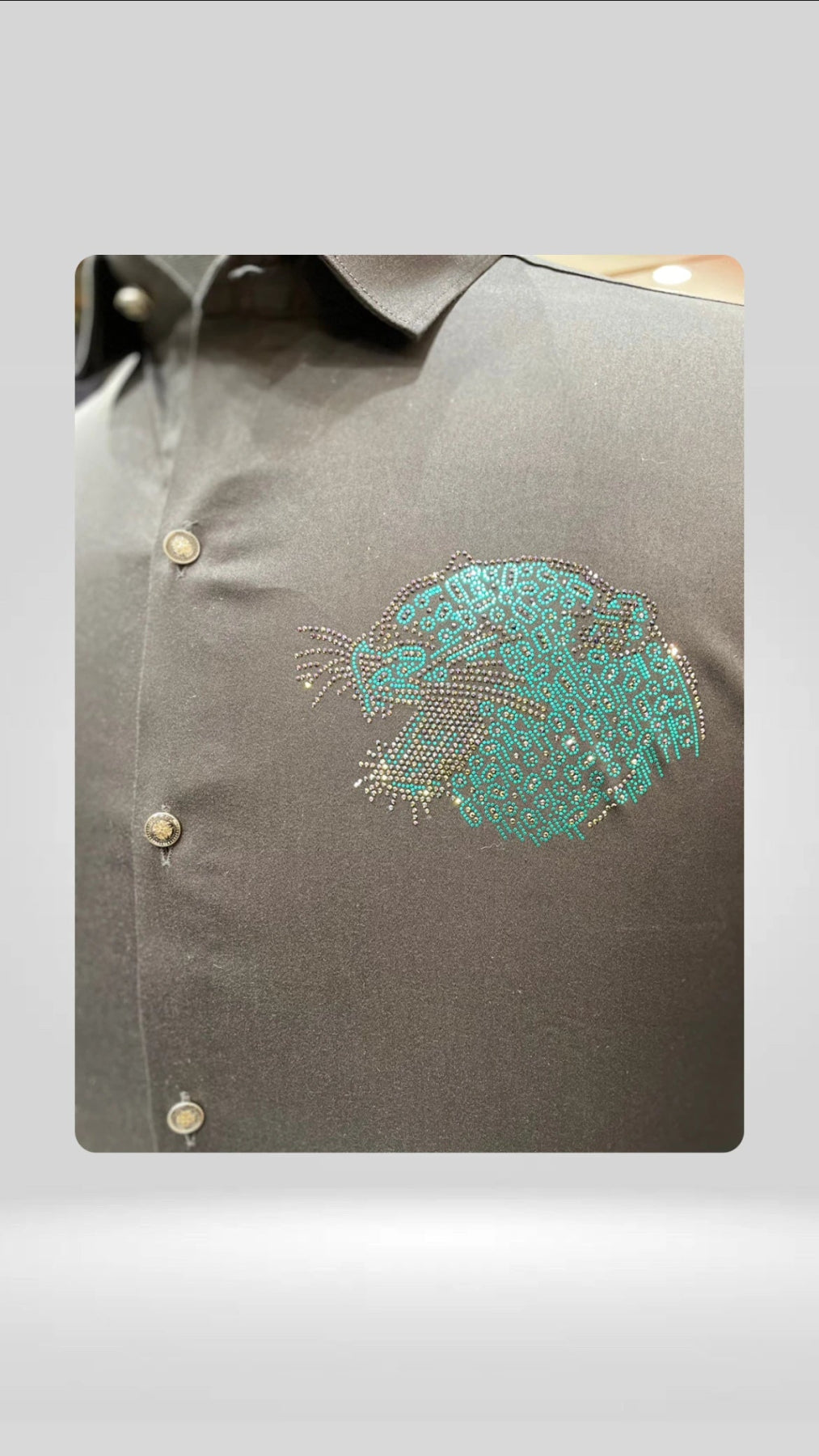 Party Wear Satin Cotton Shirt with Sequins Work Art No. 1641 - Klick Selections