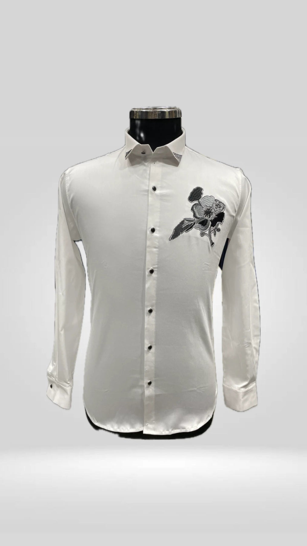 Party Wear Satin Cotton With Embroidery Shirt Art No. 1401 - Klick Selections