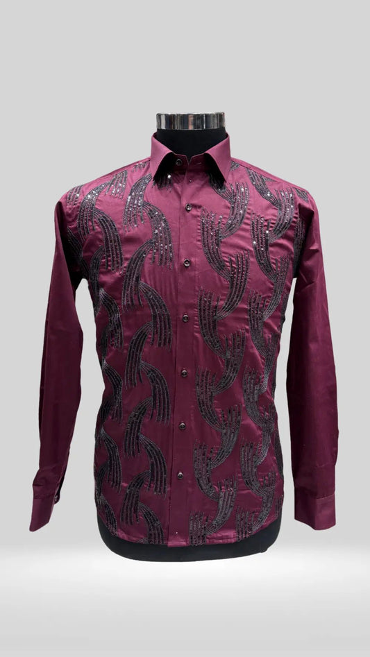 Partywear Shirt With Sequin Work KL1013 - Klick Selections